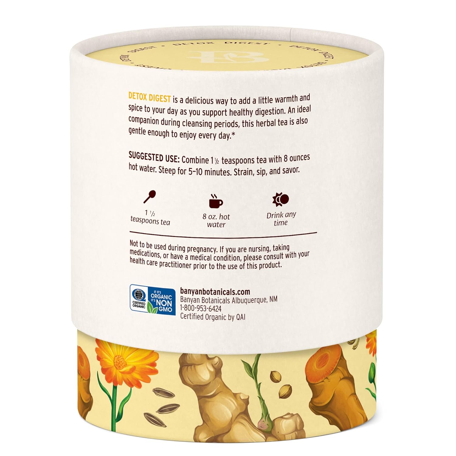 Banyan Botanicals Organic Detox Digest CCF Tea, 2 oz - Herbal Loose Leaf Tea with Turmeric & Ginger for Digestion & Cleansing - Non-GMO, Sustainably Sourced, Caffeine Free