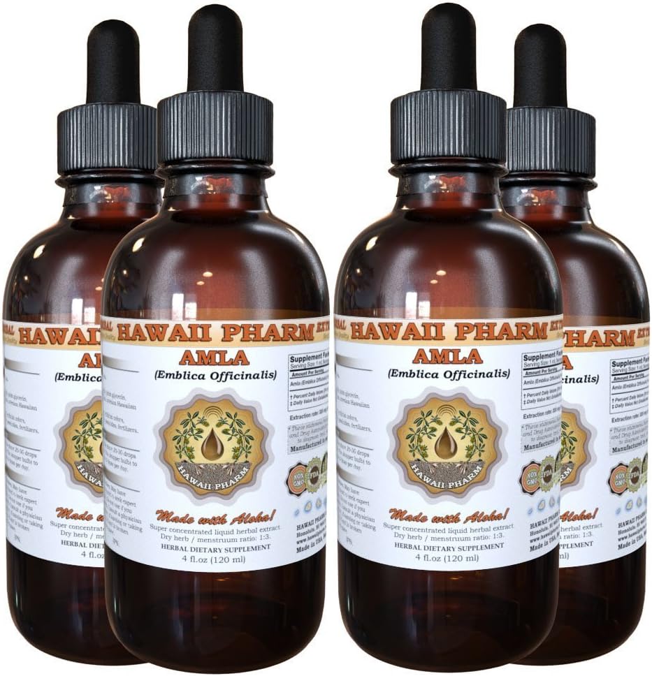 Amla Liquid Extract, Organic Amla (Emblica Officinalis) Tincture 4x4 oz