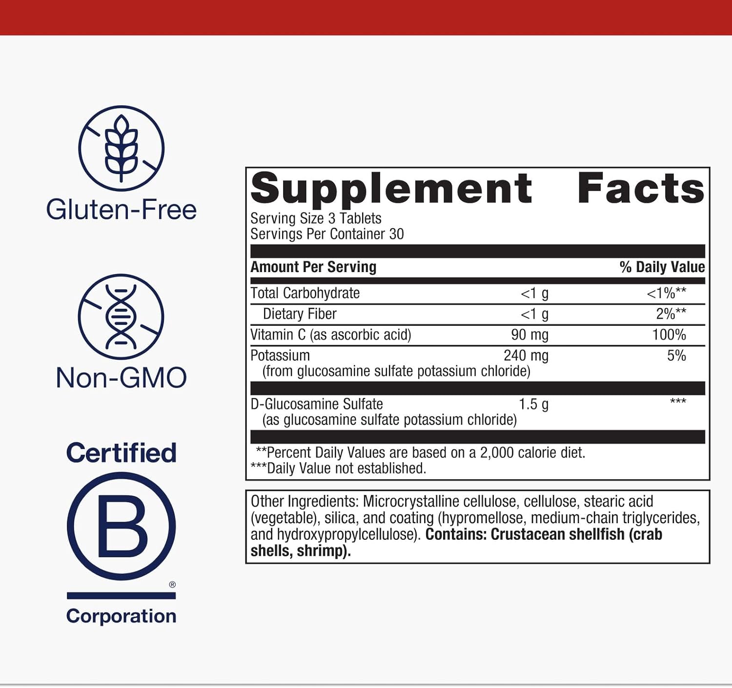 Metagenics Glucosamine Sulfate - Joint Health & Cartilage Health Supplement* - with Vitamin C, Potassium & D-Glucosamine Sulfate - 90 Tablets