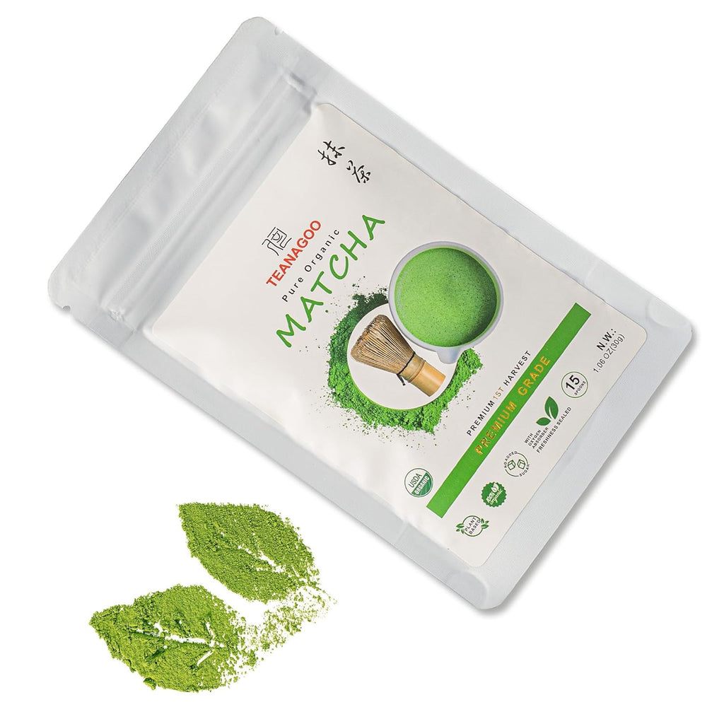 TEANAGOO Premium Grade Matcha Powder, Matcha Green Tea for Premium Latte/Breakfast Beverage/Daily Green Tea, USDA Organic Ceremony Tea, Unsweetened No Additives, First Harvest, 1.06oz(30g)