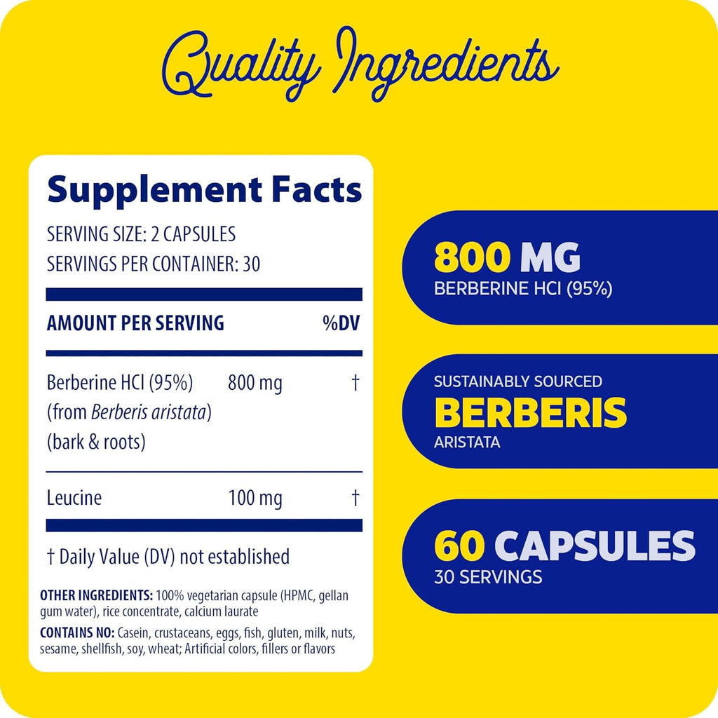 Enzymedica Berberine 800 mg – Vegan Capsules for Metabolic Support – from Sustainably Sourced Barberry – Non-GMO, Gluten-Free, No Fillers or Excipients – 60 Capsules