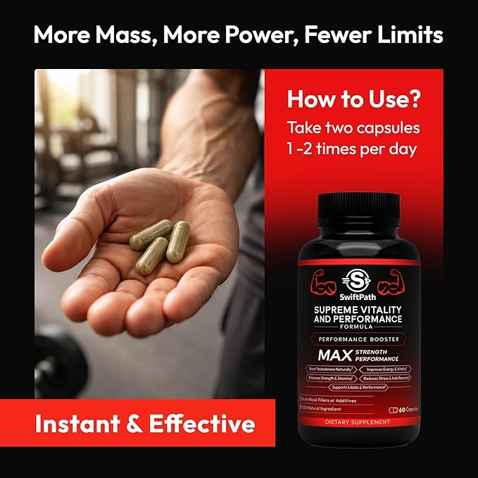 Supreme Vitality for Men – Daily Energy & Wellness Support – Clean, Stimulant-Free Supplement for Active Lifestyle, Endurance & Balance – 60 Capsules