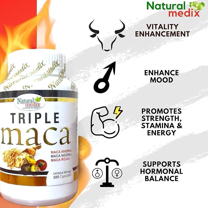 Premium Triple Maca Black, Red, and Yellow Maca– Vitality & Endurance Support – 100% Natural Supplement