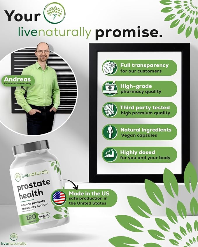 Prostate Health Supplements for Men [120 Capsules] with Saw Palmetto Extract, Pumpkin Seed, stinging Nettle Root, zinc, Selenium, Vitamin E – Urinary Flow & Prostate Support