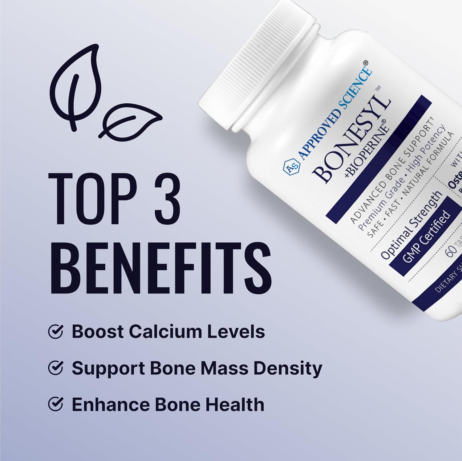 Approved Science Bonesyl - Strengthen Bones, Limit Bone Density Loss - Maintain Overall Bone Health - K2, BioPerine, and Magnesium - 360 Tablets - Vegan - Made in USA