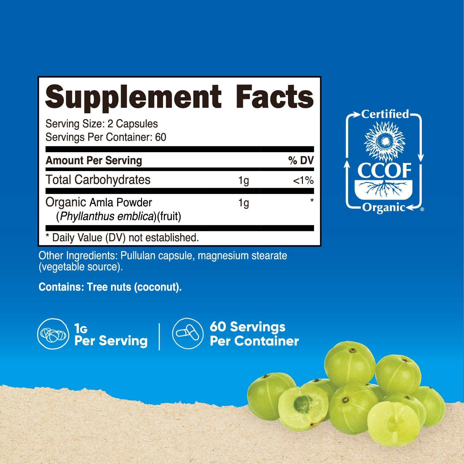 Nutricost Amla 1000mg, 120 Vegetarian Capsules - CCOF Certified Made with Organic, Non-GMO, Gluten Free, 60 Servings