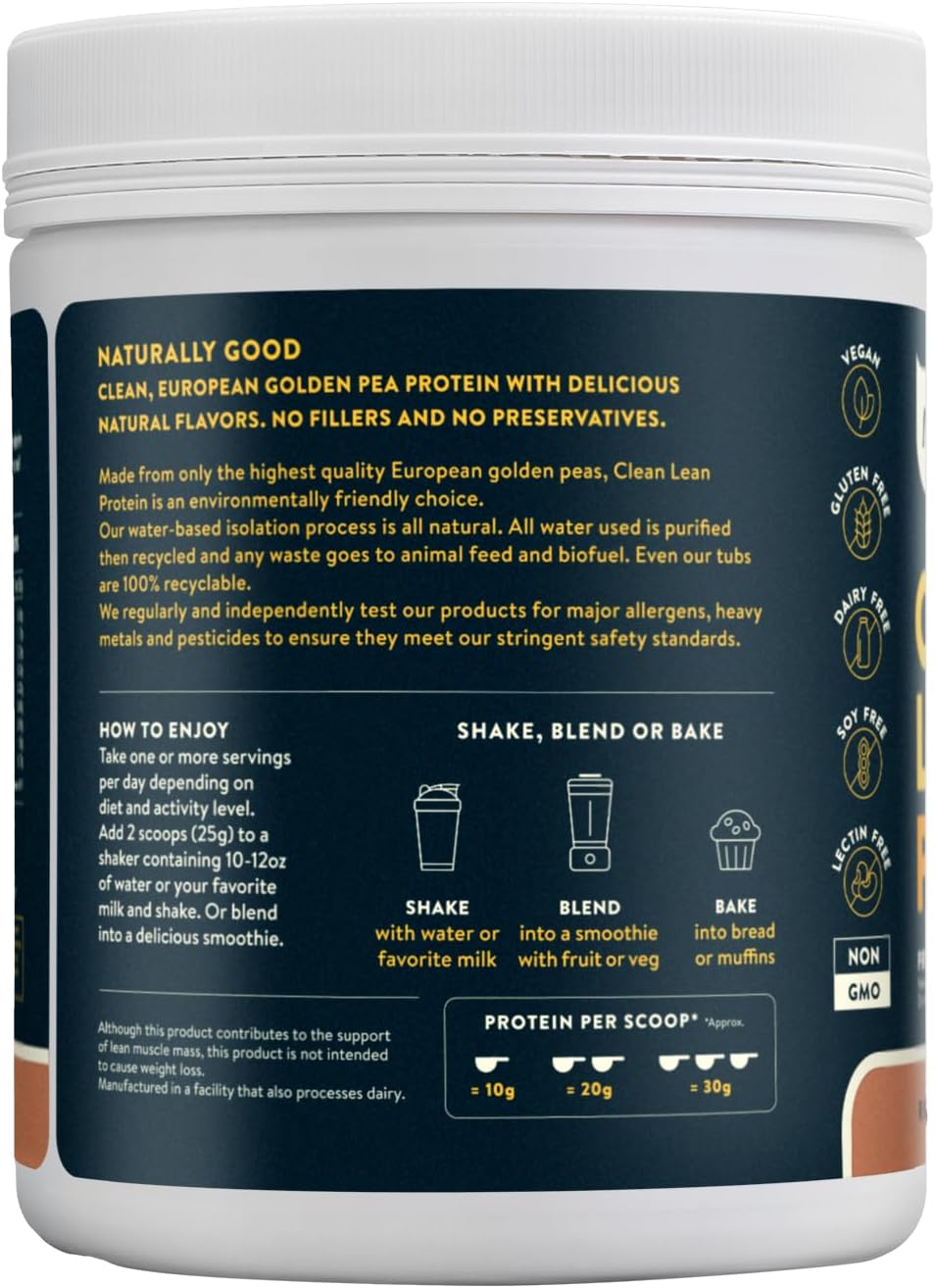 Nuzest - Pea Protein Powder - Clean Lean Protein, Premium Vegan Plant Based Protein Powder, Dairy Free, Gluten Free, GMO Free, Protein Shake, Rich Chocolate, 20 Servings, 1.1 lb