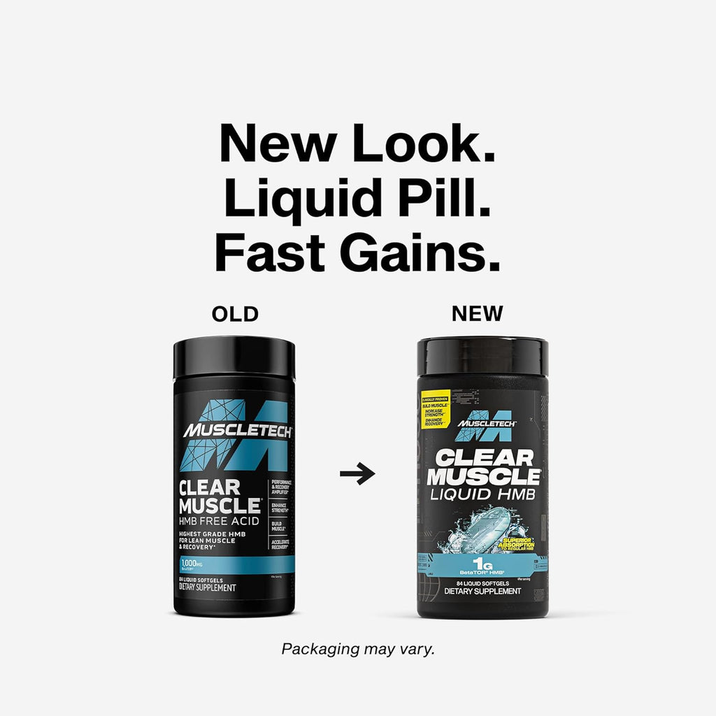Muscletech HMB Supplements 1000mg, Clear Muscle (84 Liquid Softgels) - Highest Grade HMB for Lean Muscle & Recovery, HMB Free Acid Muscle Supplement, Help Decrease Muscle Breakdown, Packaging May Vary
