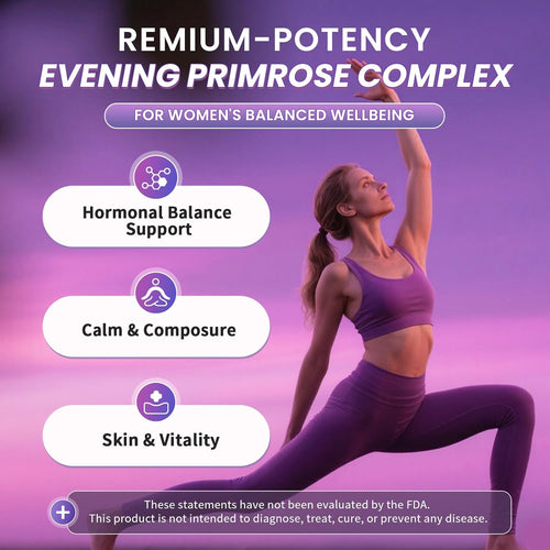 2 Pack Evening Primrose Oil Complex for Women – Hormone Wellness with Cold-Pressed EPO, 10% GLA, Sage, Fulvic Acid, L-Theanine – Cyclical Balance, Mood, Skin & Immune Health, 180 Softgels