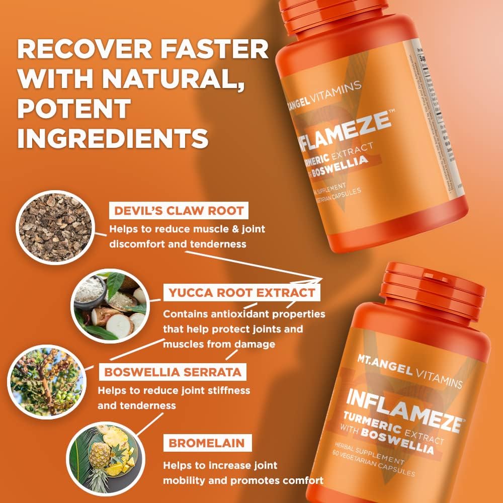 Mt. Angel Vitamins - InFlamEze, Boswellia, Curcumin, Quercetin, Bromelain (60 Vegetarian Capsules)