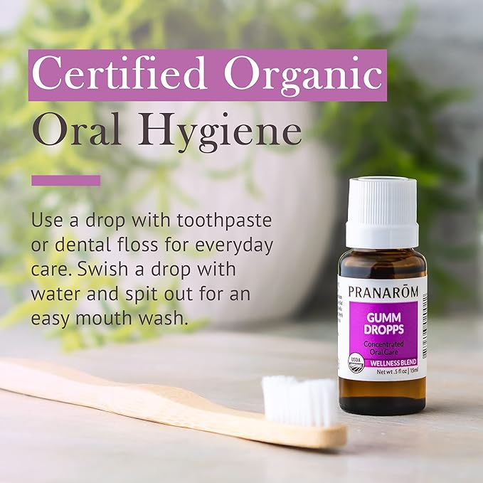Pranarom - Gumm Dropps Essential Oil for Teeth & Gums, Natural for Oral Care, Pure & Organic Essential Oils (Peppermint, Thyme, Clove, Lemon, & Cinnamon), 5 ml