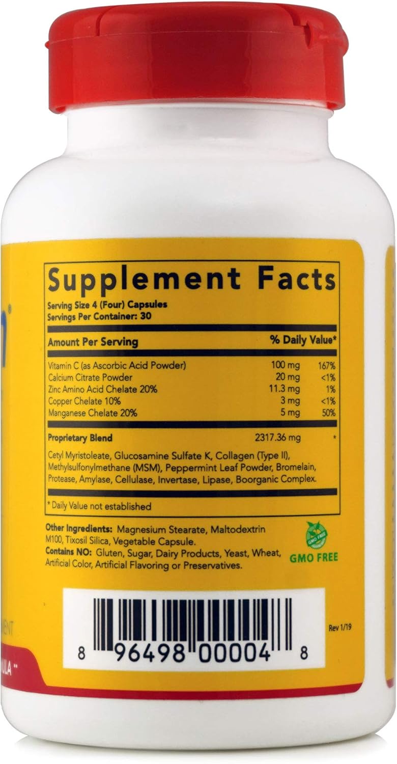 Flexcin Extra Strength Joint Formula with CM8 (Cetyl Myristoleate) - Joint Supplements for Men and Women with Glucosamine, MSM, Collagen Type II - 120 Capsules