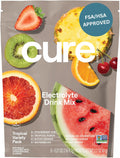 Cure Hydration | Plant-Based Electrolyte Drink Mix | No Added Sugar | FSA-HSA | Dehydration Relief Powder Made with Coconut Water | Non-GMO | Vegan | 8 Packets - Tropical Variety Pack
