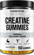 Jacked Factory Creatine Monohydrate Gummies 5g Daily Dose (1g per Gummy) - Creatine Gummy for Men and Women, Vegan-Friendly, Travel-Friendly, Third-Party Tested - 150 Gummies, Lemon