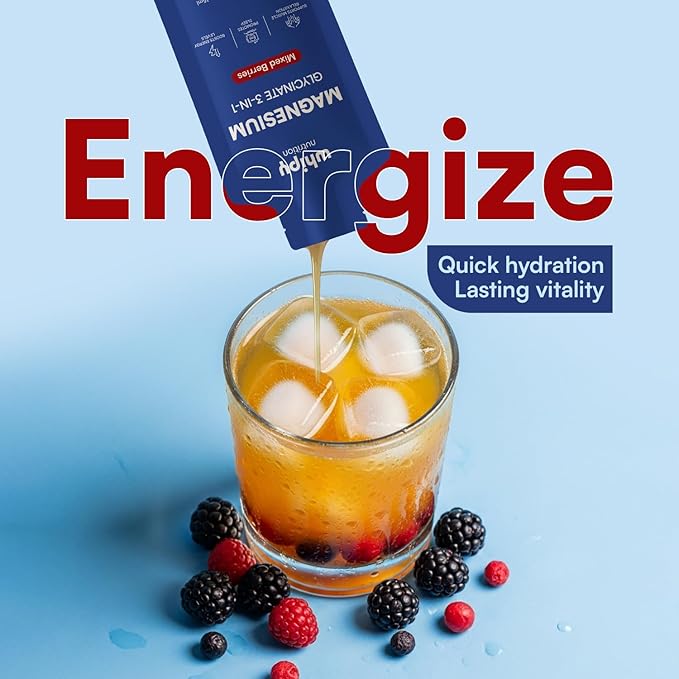 Liquid Magnesium Glycinate On The Go 3 in 1 Magnesium Citrate Liquid, Malate, Liquid Magnesium Supplement to Supports Sleep, Calm, Muscle Recovery, Energy & Fast Absorbing Travel Friendly15 Sachets
