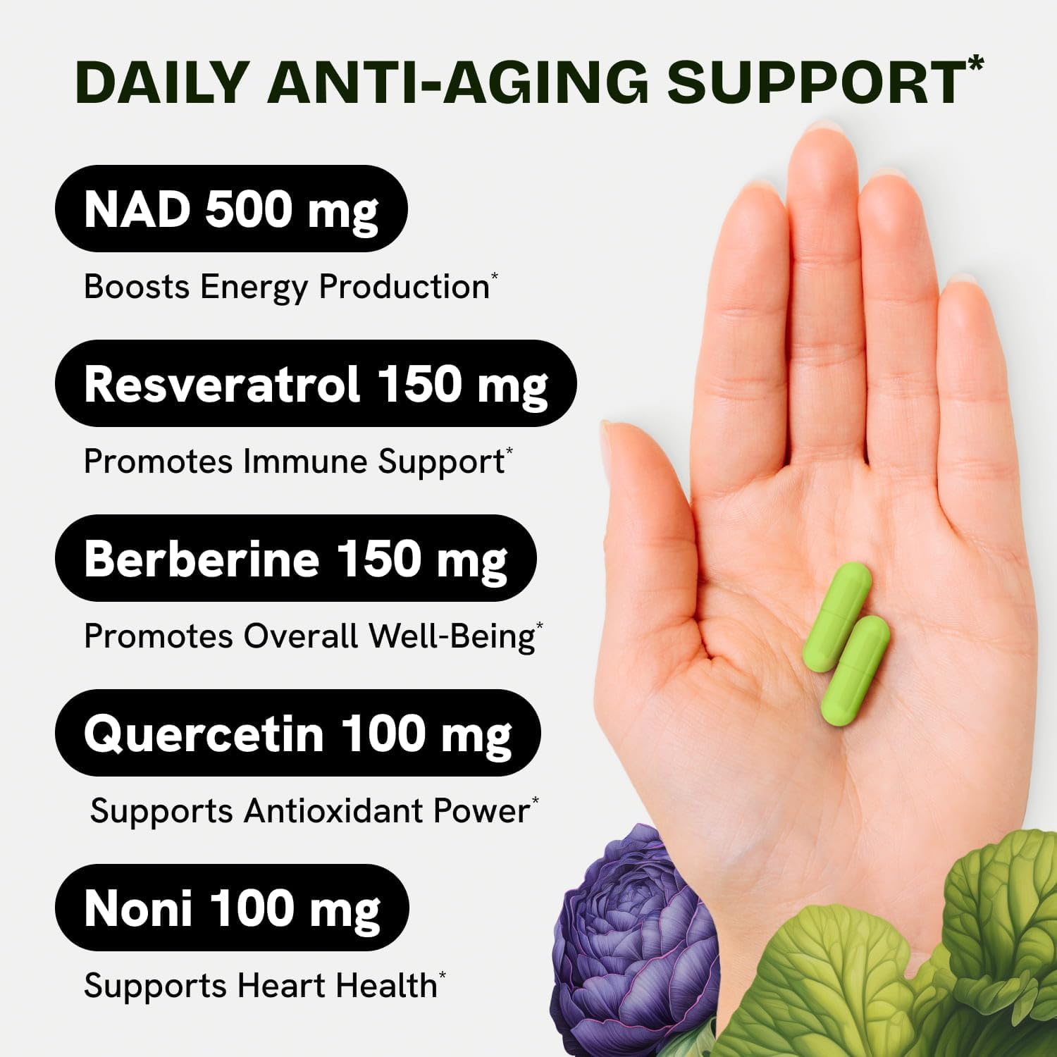 Liposomal NAD Supplements for Women Resveratrol NAD + Supplement w/Berberine, Quercetin, Noni | Boosts NAD Anti-Aging, Brain Support, Gut Heath - 60 Capsules 4 Packs