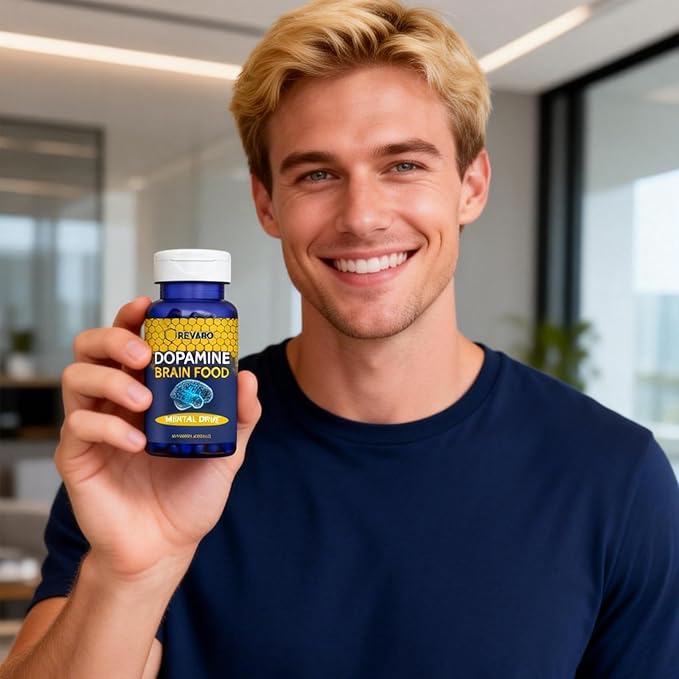 Revaro Dopamine Supplement for Focus & Motivation - Brain Food with L-Tyrosine & Natural Ingredients - Supports Mental Clarity, Healthy Dopamine Production (1pcs)