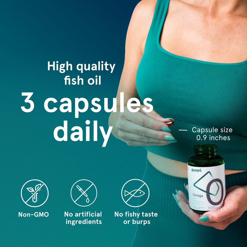 Puori Omega 3 Fish Oil - Ultra Pure 2000mg - 240 Softgels - Heart and Eye Supplement - Burpless, IFOS Certified, Non-GMO Capsules - O3-2000mg EPA 1250mg DHA 500mg