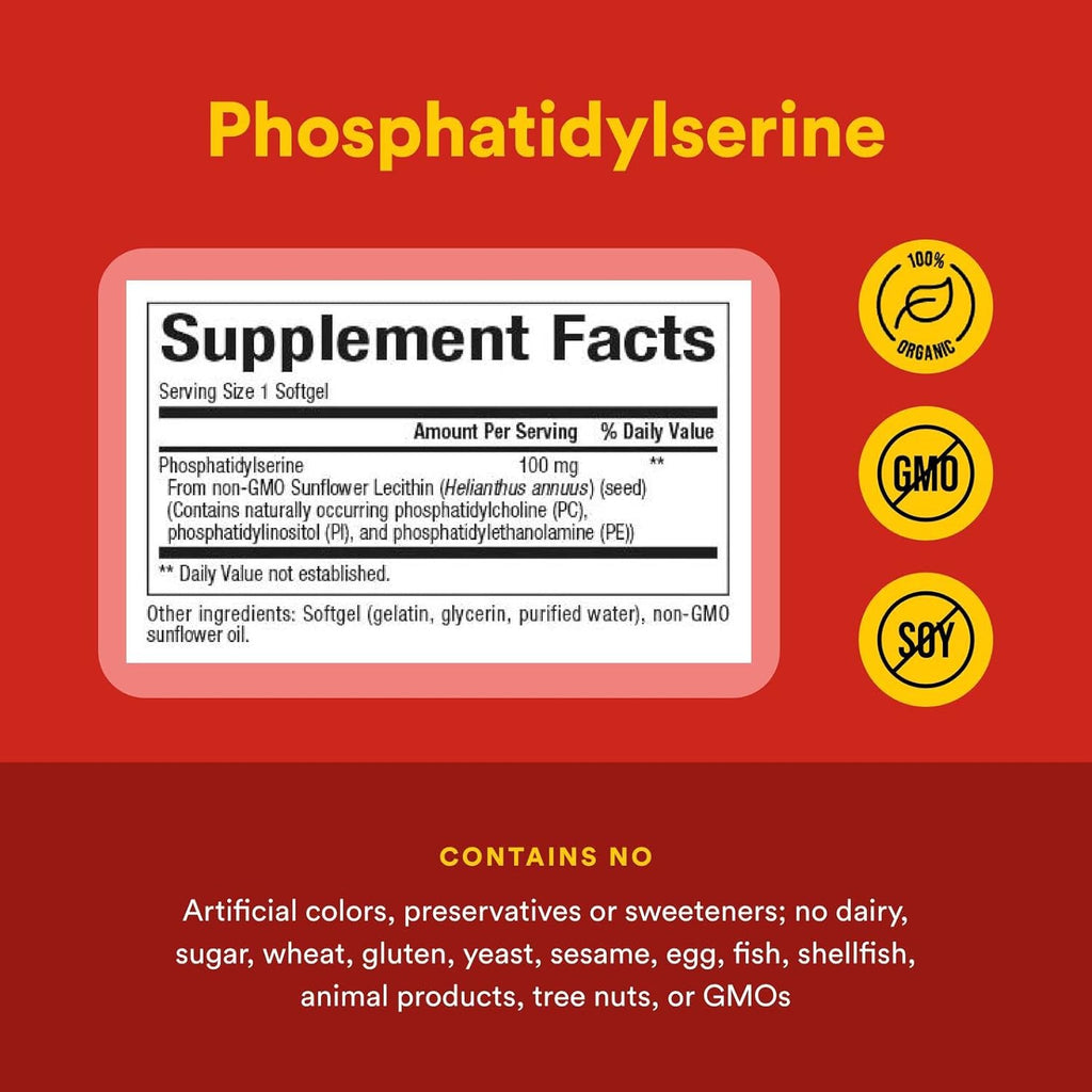 Natural Factors, Phosphatidylserine, Support for Memory, Concentration and Brain Functions, Soy and Gluten Free, 30 Softgels