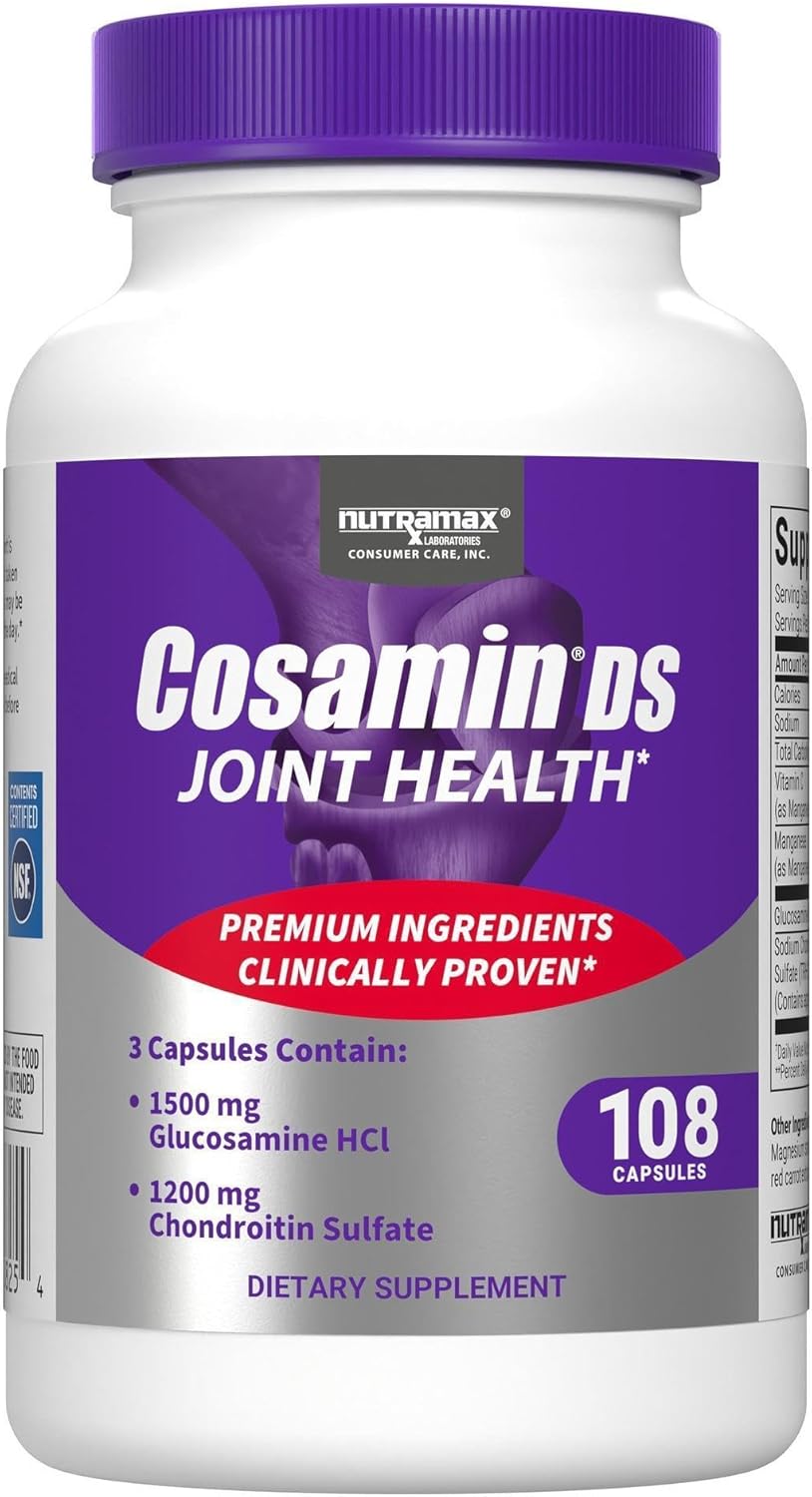 Nutramax Laboratories Cosamin® DS Joint Health Supplement with Glucosamine & Chondroitin for Adult Men & Women, Joint Supplement, 108 Capsules