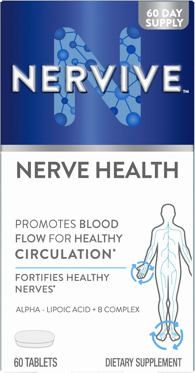 Nervive Nerve Health, Alpha Lipoic Acid, Fortify Nerve Health, Healthy Nerve Function, Healthy Blood Circulation, Supplement, Tablet, 60 Tablets