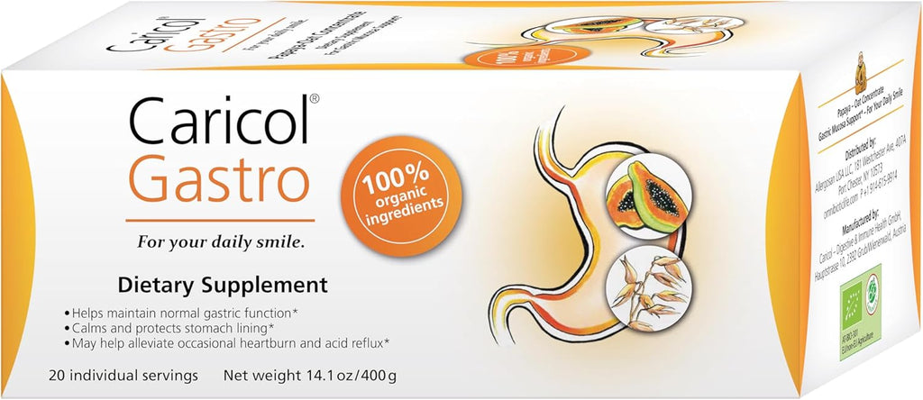 OMNi BiOTiC Caricol Gastro Papaya Supplement – Natural Heartburn Relief & Acid Reflux Support – Organic Papaya & Oat Formula – Soothes Acid Reflux, Protects Stomach Lining, Gentle Digestive Aid
