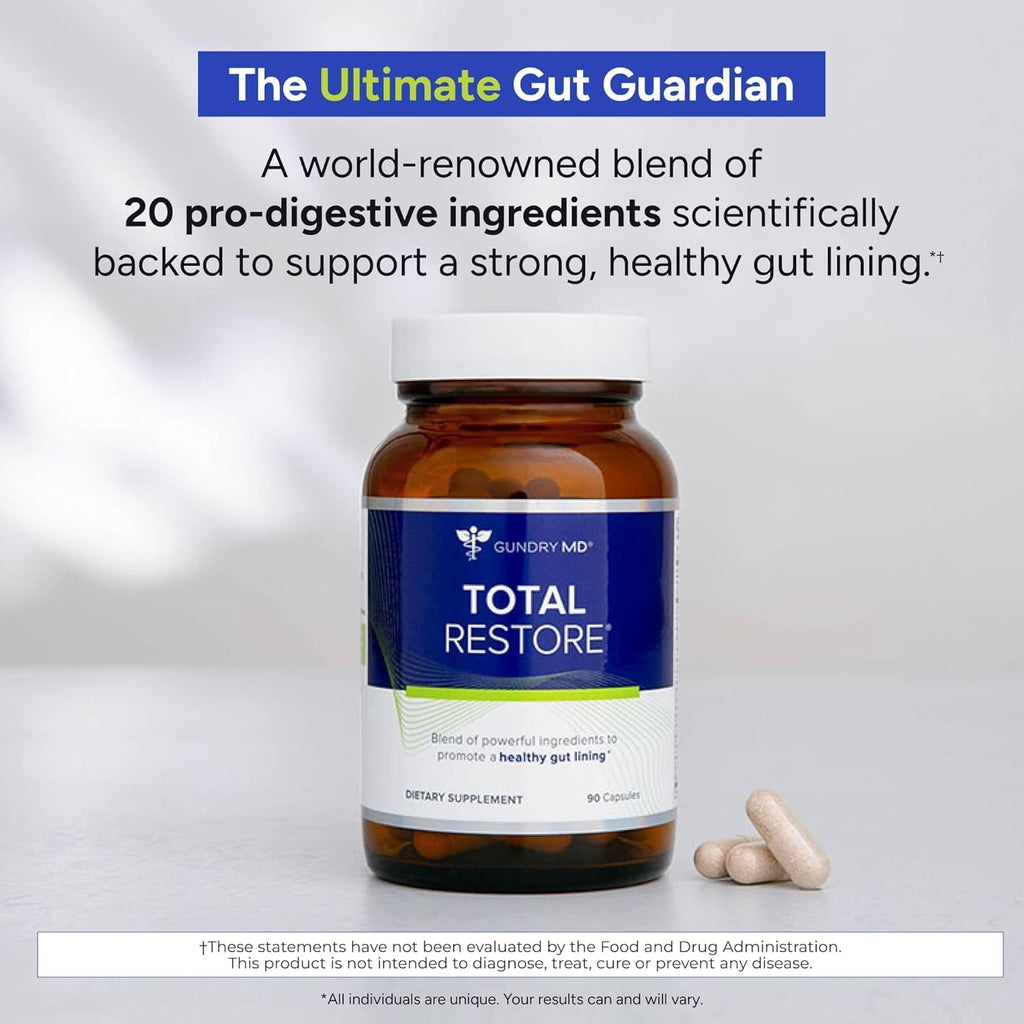 Gundry MD Total Restore Gut Lining Support, Digestive Supplement for Gastrointestinal Wellness, Gut Health Supplement, Gut Health for Women and Men, 90 Capsules (3)