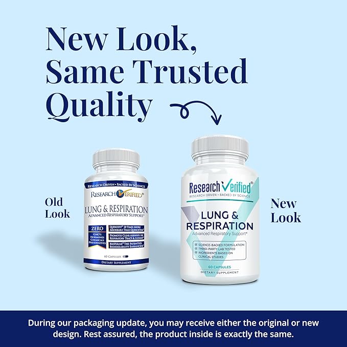 Research Verified Lung and Respiration - Seasonal Allergy and Sinus Support - Vitamin A, C & D, Quercetin, Nettle Leaf Extract - 360 Capsules - Made in The USA