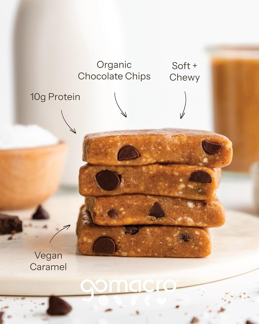 GoMacro MacroBar Organic Vegan Protein Bars - Salted Caramel + Chocolate Chips (2.3 Ounce Bars, 12 Count)
