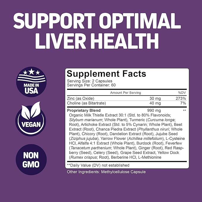 Herbtonics Liver Cleanse Detox & Repair | 20-in-1 Liver Detox Complex | Milk Thistle Supplement with Artichoke, Dandelion, Turmeric, Berberine | 240 Vegan Capsules