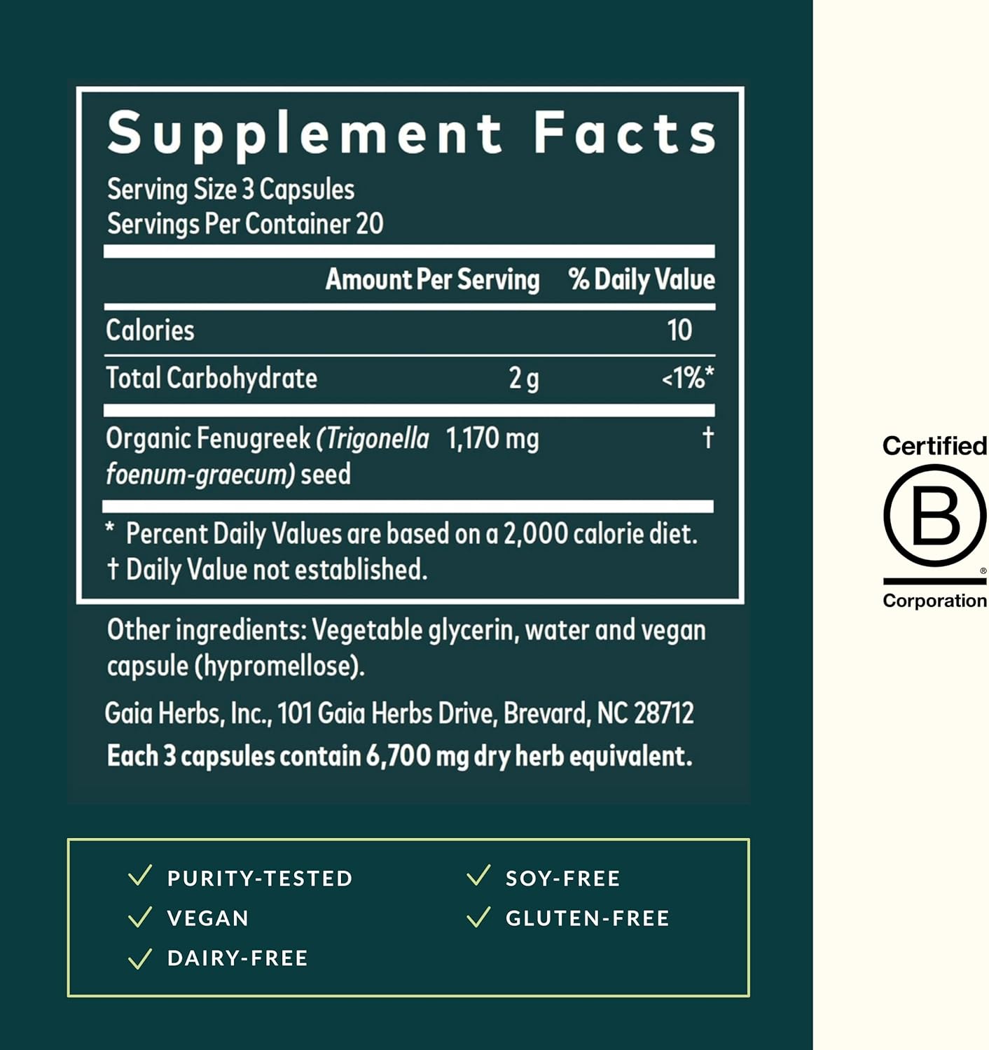 Gaia Herbs Fenugreek Seed - Helps Support Healthy Lactation and Breast Milk Production* - Made with Organic Fenugreek Seeds - 60 Vegan Liquid Phyto-Capsules (Up to 15-Day Supply)