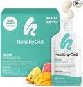 Healthycell Bone Strength Liquid Supplement - Bone Health Supplement with Calcium, Magnesium, Vitamin D3 & Vitamin K2 for Bone Density & Preservation - 30 Gel Packs, Tropical Flavored