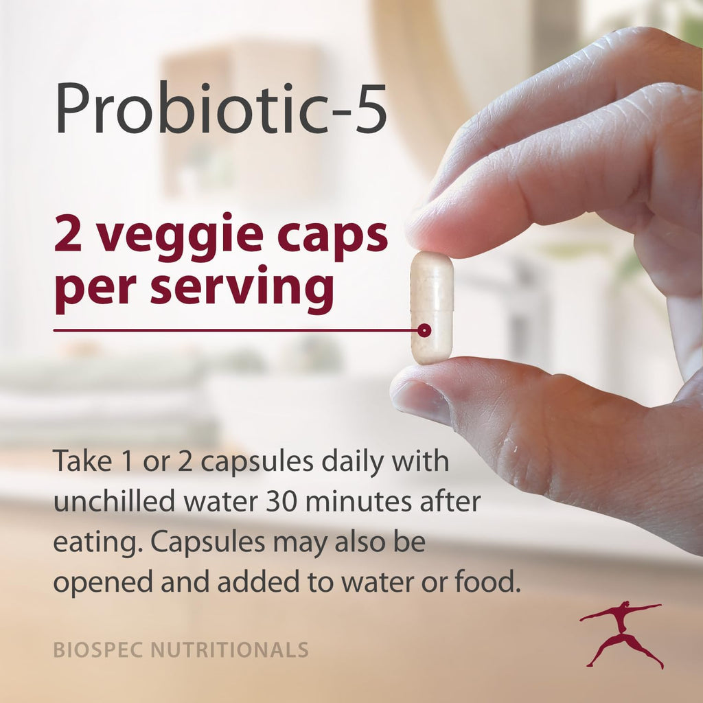 Probiotic-5 – Broad-Spectrum Probiotic Complex w/ 5 Billion Microorganisms and 5 Unique Probiotic Strains per Capsule.