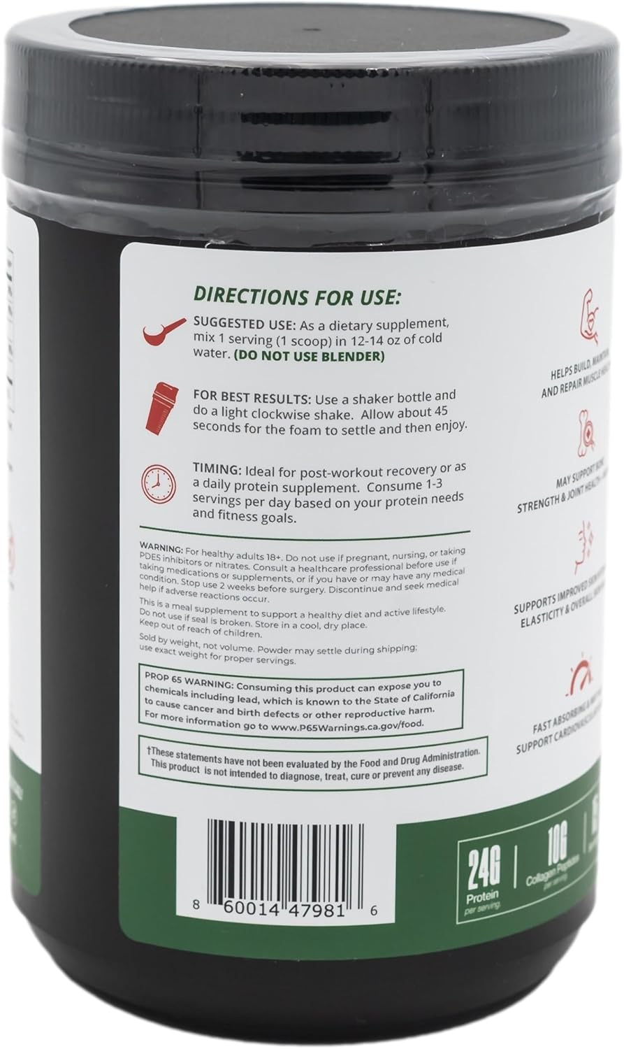 Clear Protein & Collagen Peptides Protein Powder Drink Mix - Naturally Sweetened & Flavored, Gluten Free, Lactose Free - Protein + Marine Collagen - 15 Servings (Watermelon Lime)