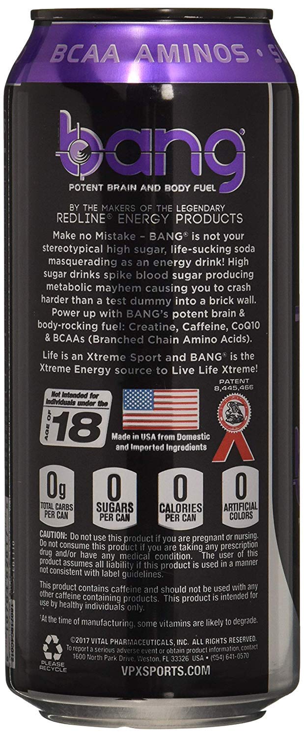 Bang Energy Purple Haze, Sugar-Free Energy Drink, 16 Ounce (Pack of 12)