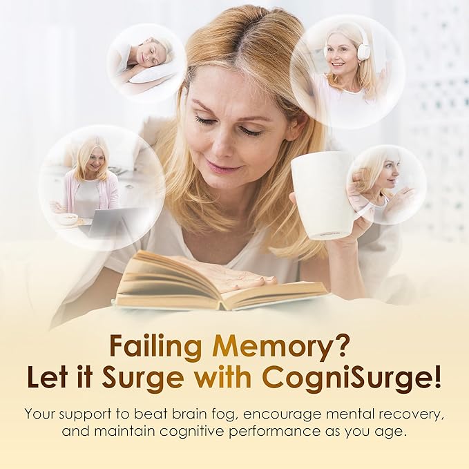 CogniSurge Nootropics Brain Support Supplement for Memory and Focus - Nature-Powered Lion's Mane Supplement Capsules with Shilajit - No Caffeine or Stimulants - 3 Pack