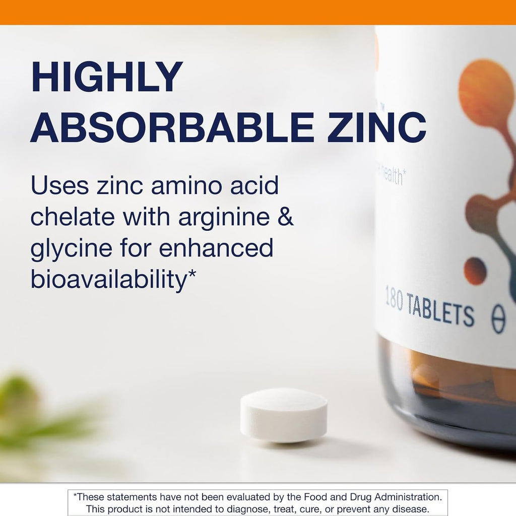 Metagenics Zinc A.G. - Highly Absorbable - for Immune Support, Bone Health & Energy Metabolism* - Non-GMO & Gluten-Free - 180 Tablets