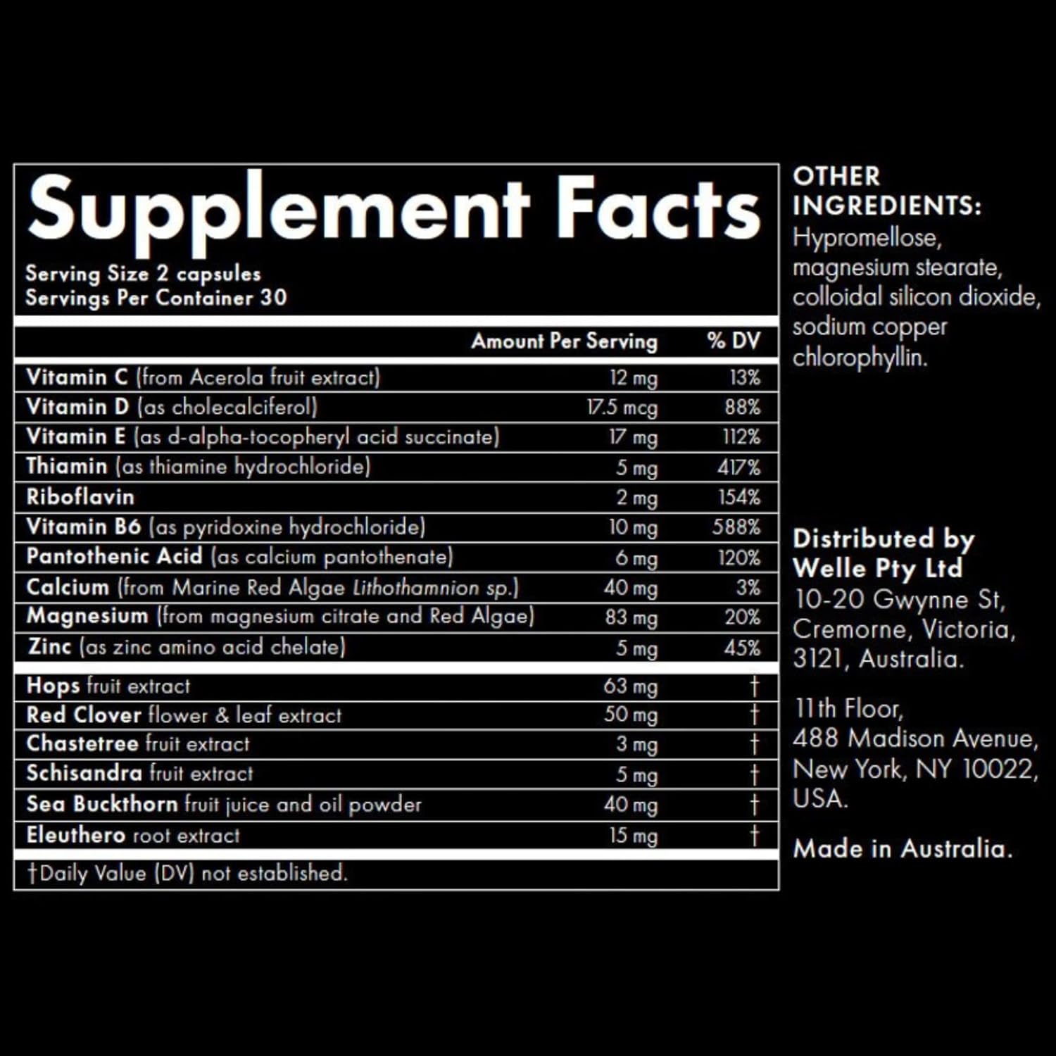 WelleCo The Goddess Elixir Menopause Supplement, Hormone Balance for Women, Supports Perimenopause and Post Menopause, Helps Night Sweats, Hot Flashes, with Vitex, B Vitamins, Red Clover, 60 Capsules