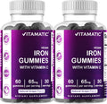 Vitamatic Iron 65 mg Gummies Supplement for Women & Men - 60 Vegan Gummies - Great Tasting Iron Gummy Vitamins with Vitamin C (2)