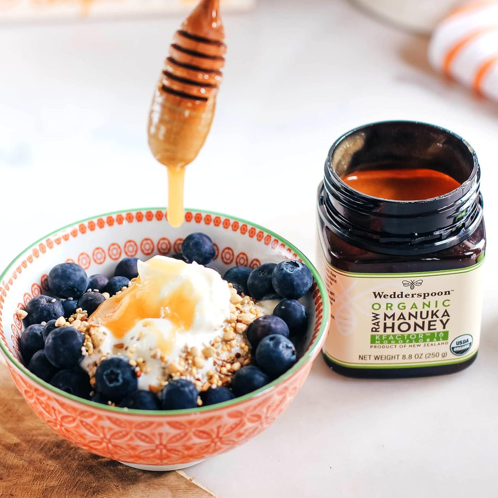 Wedderspoon Raw Organic Manuka Honey KFactor 16+, 8.8 Oz, Unpasteurized, Genuine New Zealand Honey, Multi-Functional, Non-GMO Superfood, Kfactor, Traceable from Our Hives to Your Home