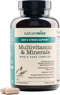 NatureWise Multivitamin for Men + Stress Support + Fulvic Ionic Minerals + Probiotics for Immunity, Male Health, Digestion + Whole Organic Foods - Vegetarian, Non-GMO - 60 Capsules[1-Month Supply]