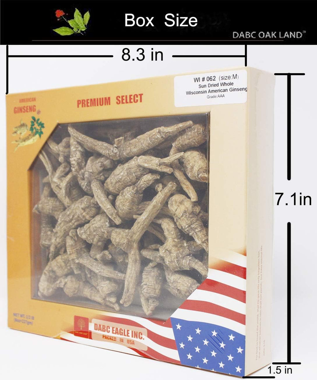 DOL Hand-Selected American Wisconsin Farmed Ginseng Root Medium&Large 美国威斯康辛州 长枝西洋参 花旗参 | Cultivated Wisconsin American Ginseng (Medium 8oz/Box)