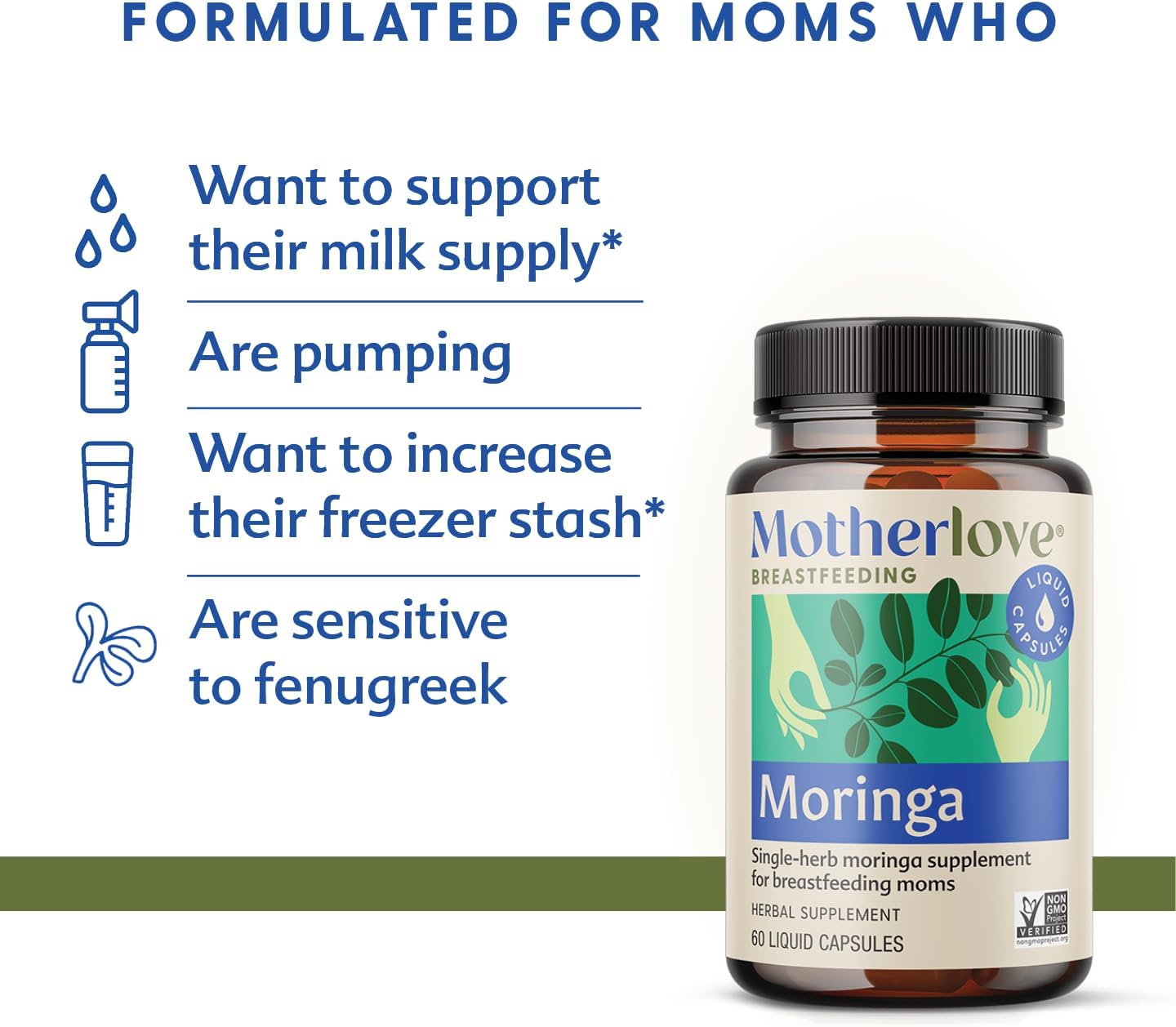 Motherlove Moringa (240 Capsule Value Size) Lactation Supplement to Support Breast Milk Supply—Non-GMO, Organic Herbs, Vegan, Kosher