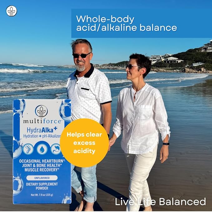 HydraAlka+ Premium Alkalizing Supplement | Beats Acid & Non-Chronic Heartburn | Hydrates with Electrolytes | Supports pH Balance, Muscle Recovery & Bone Health | 30 Servings, 3 Flavors