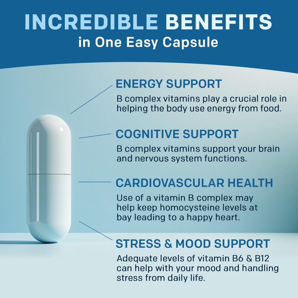 Methylated B Complex with B12 Methylcobalamin & Methyl Folate 1000 mcg - Premium Vitamin B Complex for Energy, Brain Function, and Wellness - Methylated Multivitamin (270 Servings, Pack of 3)