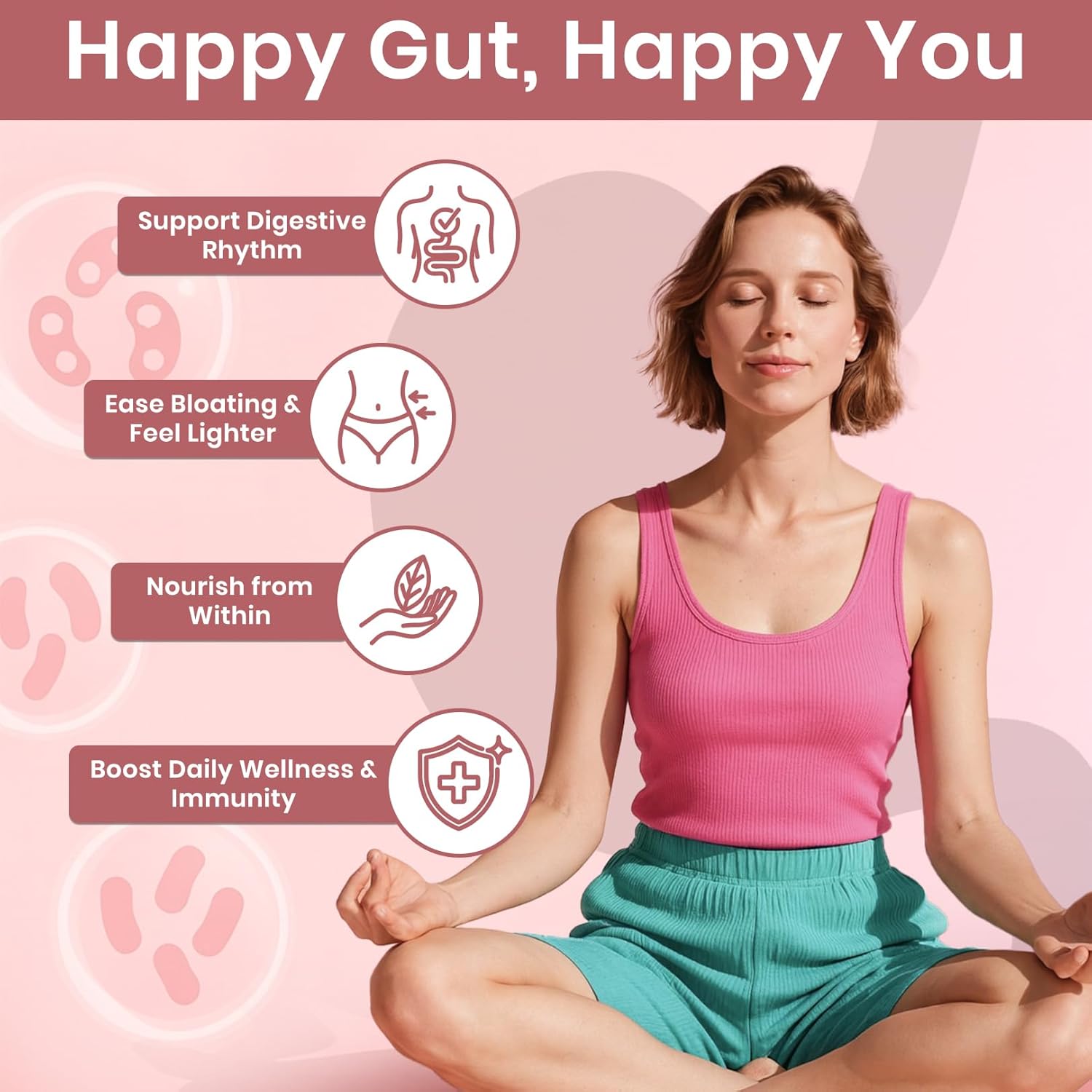 Happy Cleaner Gut Health Superfoods Probiotic Powder for Women, Watermelon Flavor, with Prebiotic & Probiotic, Organic Fiber, Immune Health, Natural Antioxidant, 30 Servings