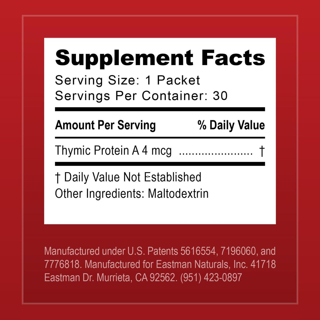 Thymic Protein A Powder Packets (4 McG TPA) – Immune System Support Supplement - All Natural, Non-GMO Formula - 30 Packets