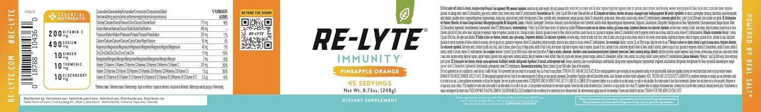 REDMOND Re-Lyte Immunity, Multivitamin Supplement Mix (Pinapple Orange)