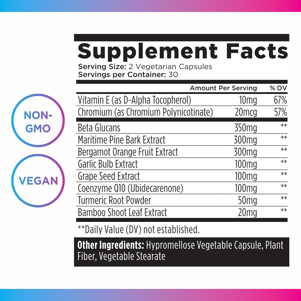 Livingood Daily Cholesterol Support Supplement with Garlic, CoQ10, Vitamin E, Bergamot, Plant Sterols for Body and Heart Health Support, Supports LDL and Triglycerides, Gluten Free, Vegan, 60 Capsules