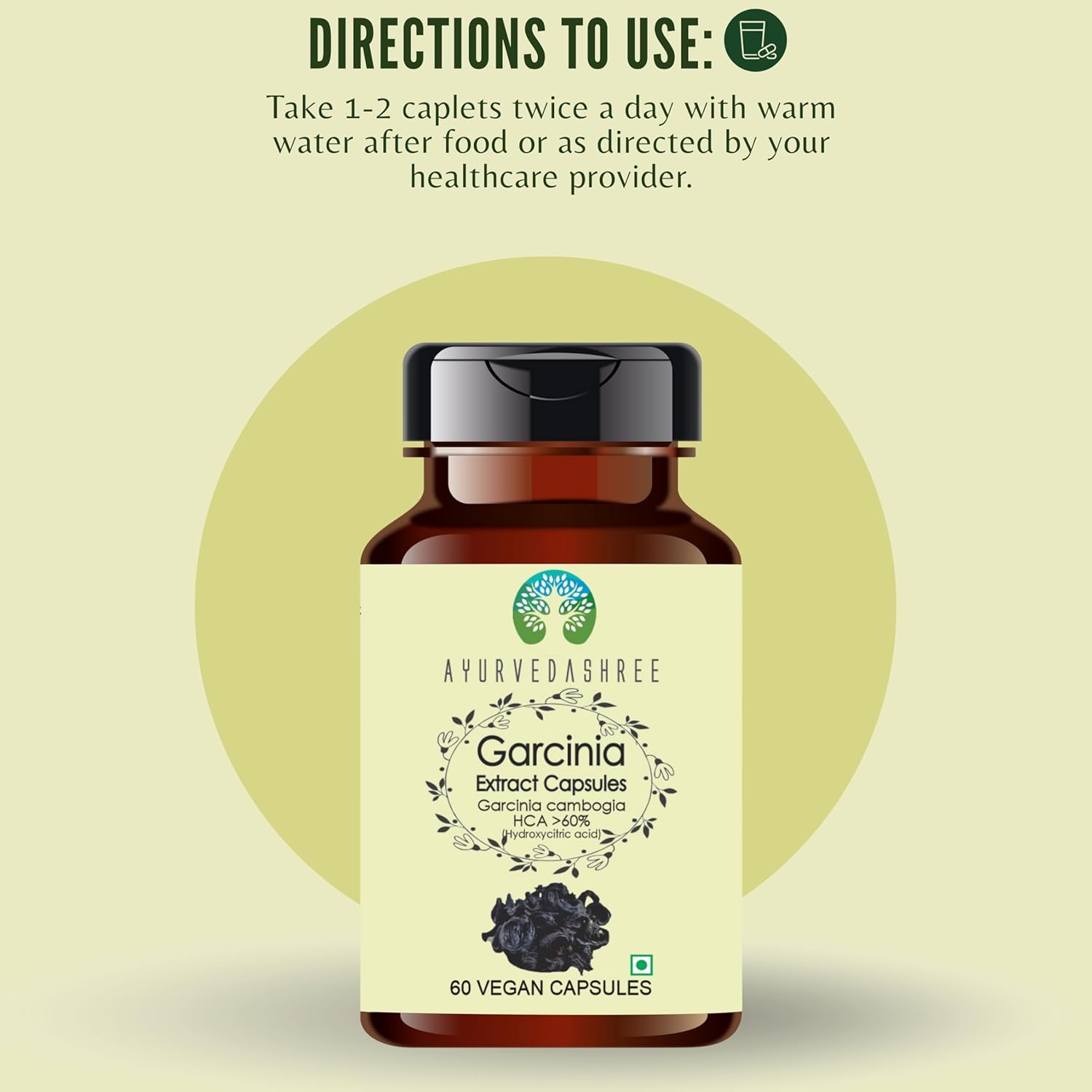 Garcinia Extract 500mg - 60 Vegetarian Capsules|Garcinia Cambogia| All Natural | 100% Vegan | Gluten-Free | GMP Certified